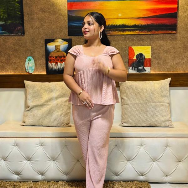 Crinkle Sweetheart Neck Co-Ord