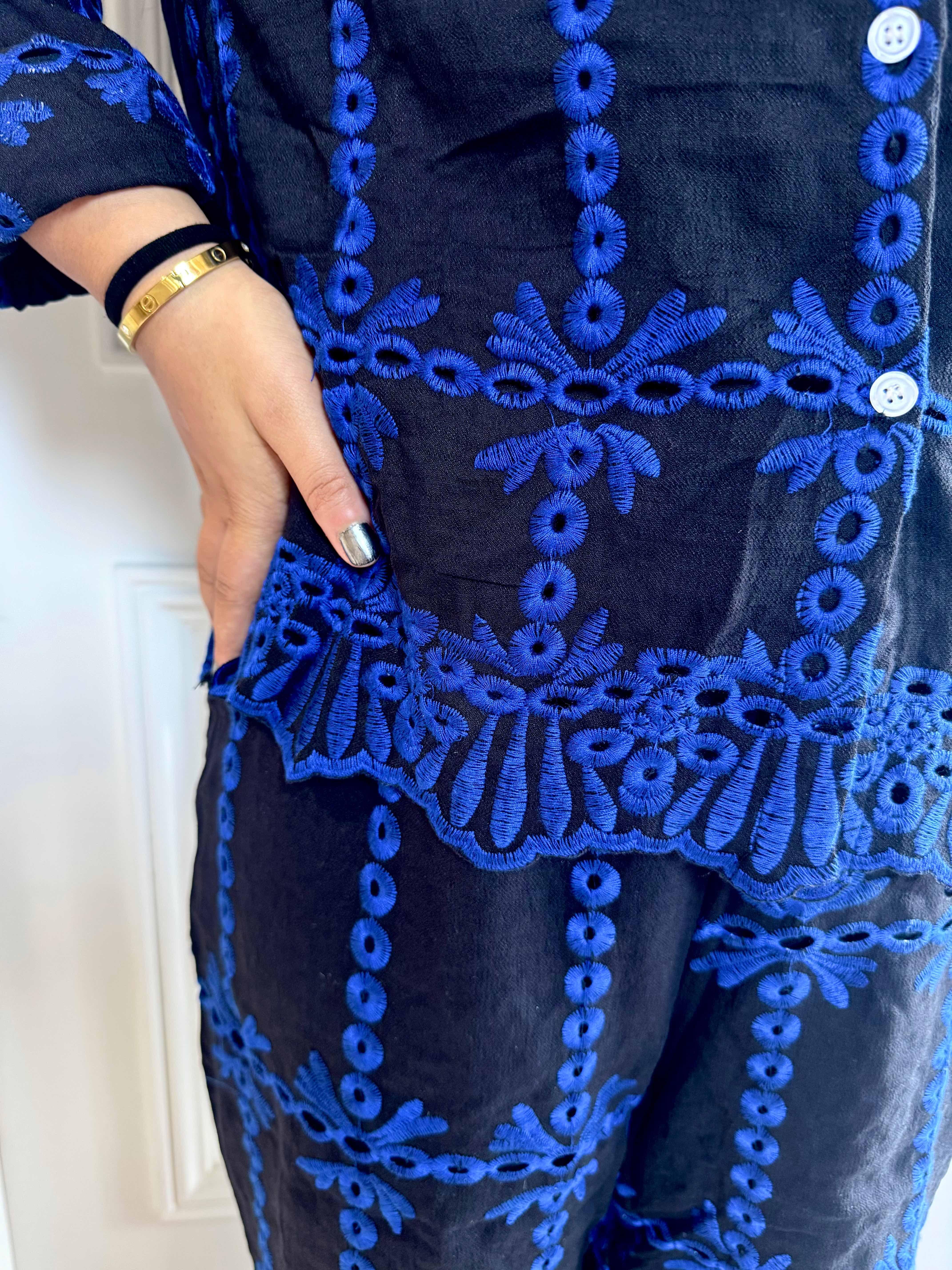 Boho Blues Cutout Co-Ord Set